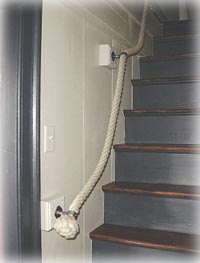 hemp rope handrail on stairway