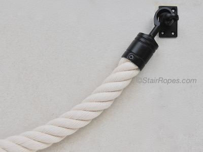 barrier rope in white cotton with black fitting