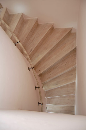 hemp bannister rope with fittings in wrought iron (brushed steel finish)