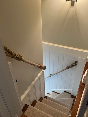 Wound POSH bannister ropes with eye splices Wound POSH bannister ropes with eye splices