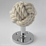 monkey fist knotted handle in cotton rope on chrome fitting