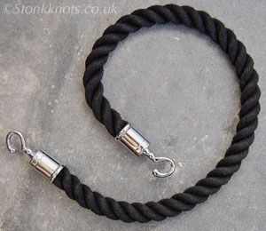 barrier rope in black p.o.s.h. with chrome fittings