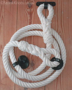 cotton stair rope with eye splices and iron fittings