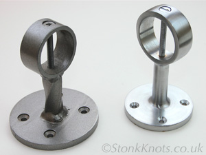 stair rope fittings in satin chrome and steel (gunmetal finish)