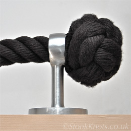 Black Rope handrail with 2 ply manrope knot and satin fittings