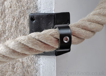 custom wrought iron fitting for a rope on an outside corner
