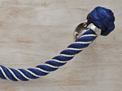 navy rope railing wound with cotton with brass fittings