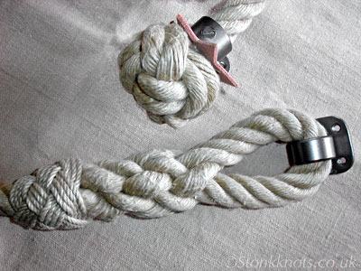 Manrope knot and Eye splice on hemp rope railing