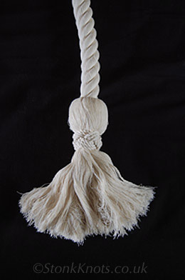 stair ropes- turk's head ball tassle in cotton wormed with hemp