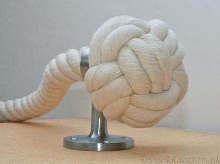 3 ply manrope knot in cotton stair rope and satin chrome fitting