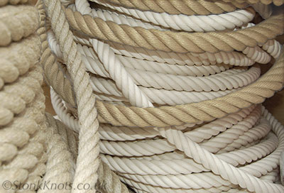 coils of hemp, cotton and polyester ropes for handrails and stairs
